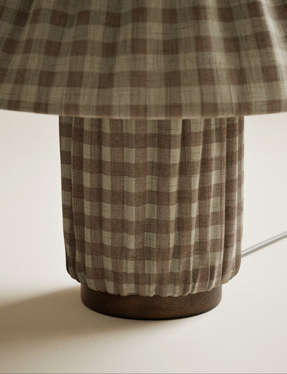 Full Pleat Gingham Table Lamp - Neutral