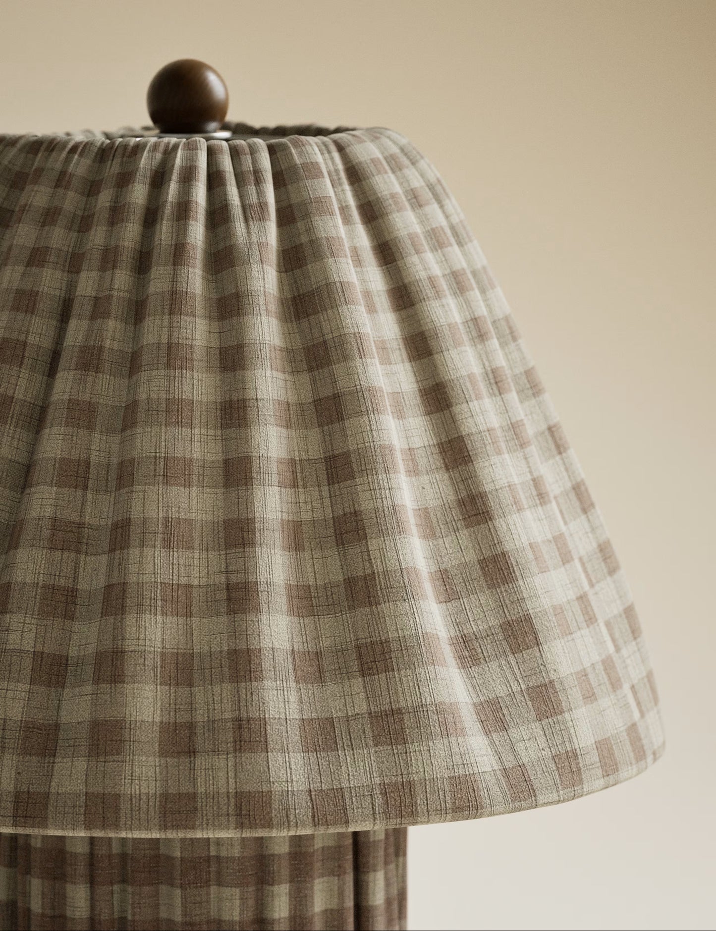 Full Pleat Gingham Table Lamp - Neutral
