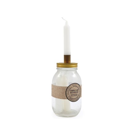 Candle Jar Holder With Unscented White taper Candles