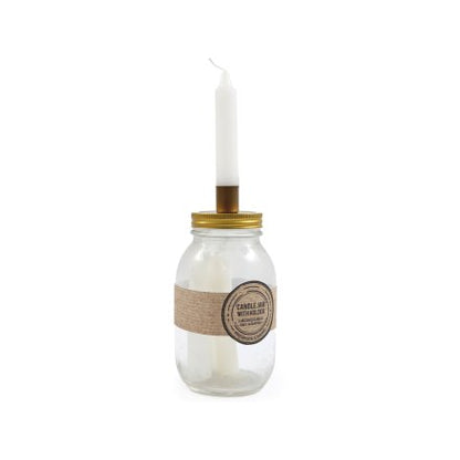 Candle Jar Holder With Unscented White taper Candles
