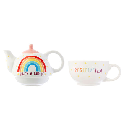 Rainbow Positivitea Tea For One Teapot Set