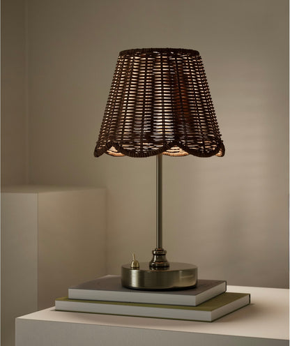 Wicker Scallop Rechargeable table Lamp