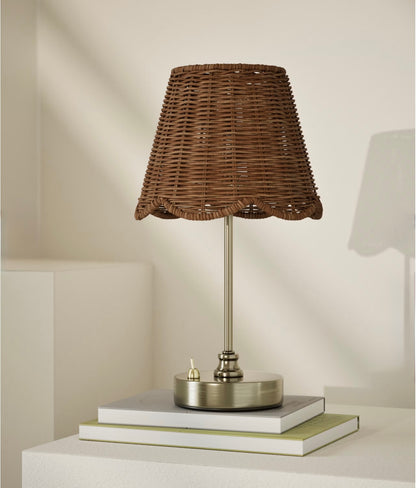 Wicker Scallop Rechargeable table Lamp