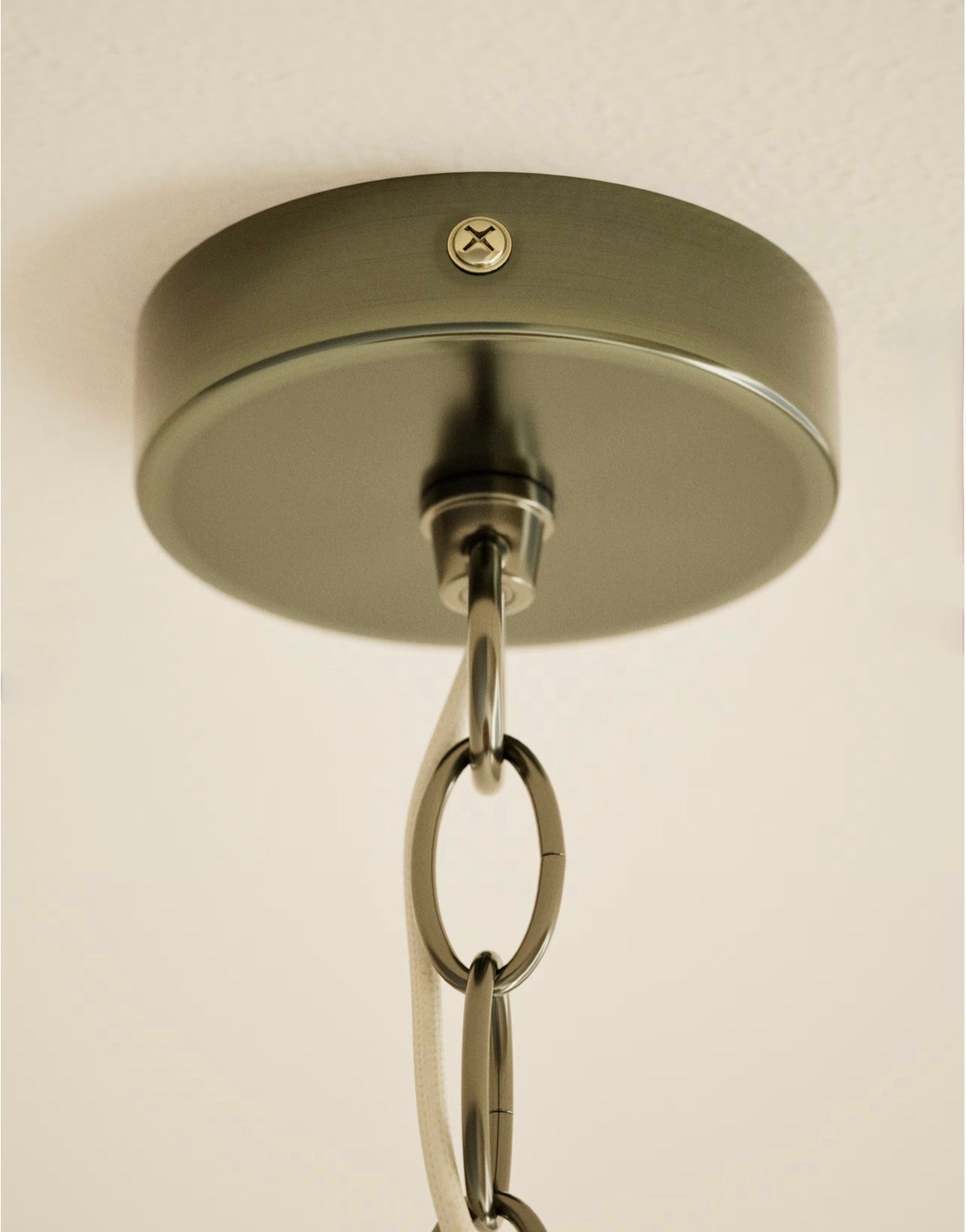 Pleated Fabric Uplighter Pendant Light - Antique Brass