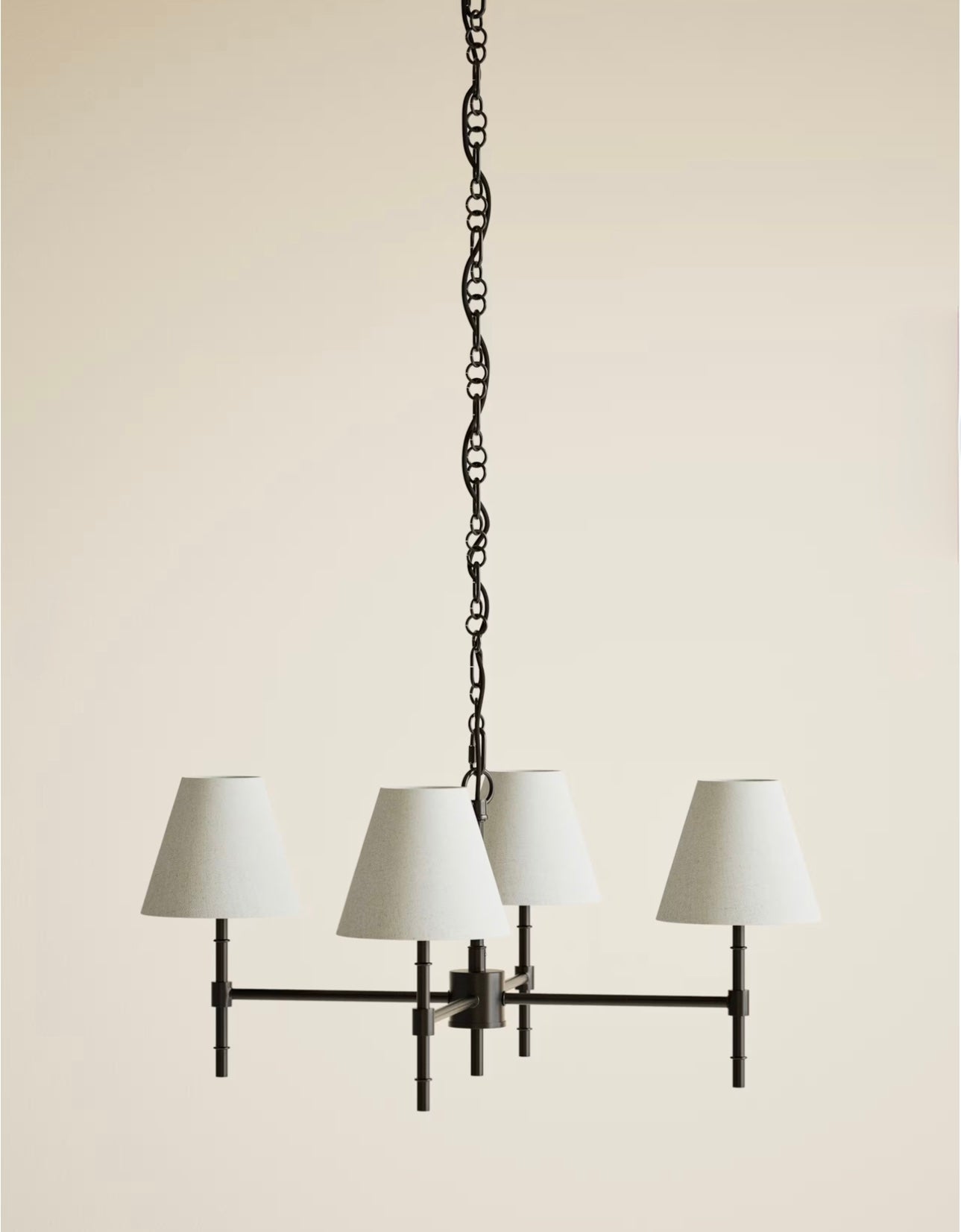 Metal Ribbed Multi-Shade Chandelier - Black