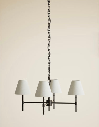 Metal Ribbed Multi-Shade Chandelier - Black