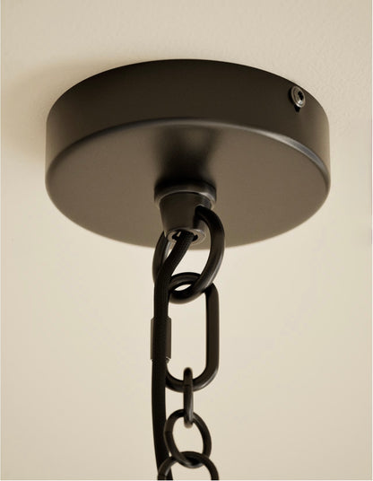 Metal Ribbed Multi-Shade Chandelier - Black