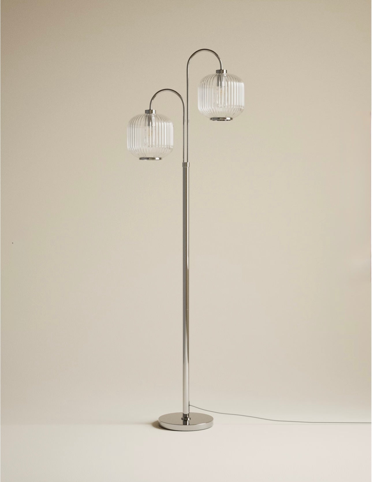 Amelia Ridged Floor Lamp  - Polished Chrome