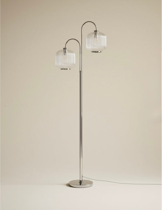 Amelia Ridged Floor Lamp  - Polished Chrome
