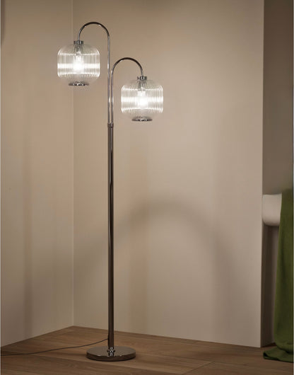 Amelia Ridged Floor Lamp  - Polished Chrome