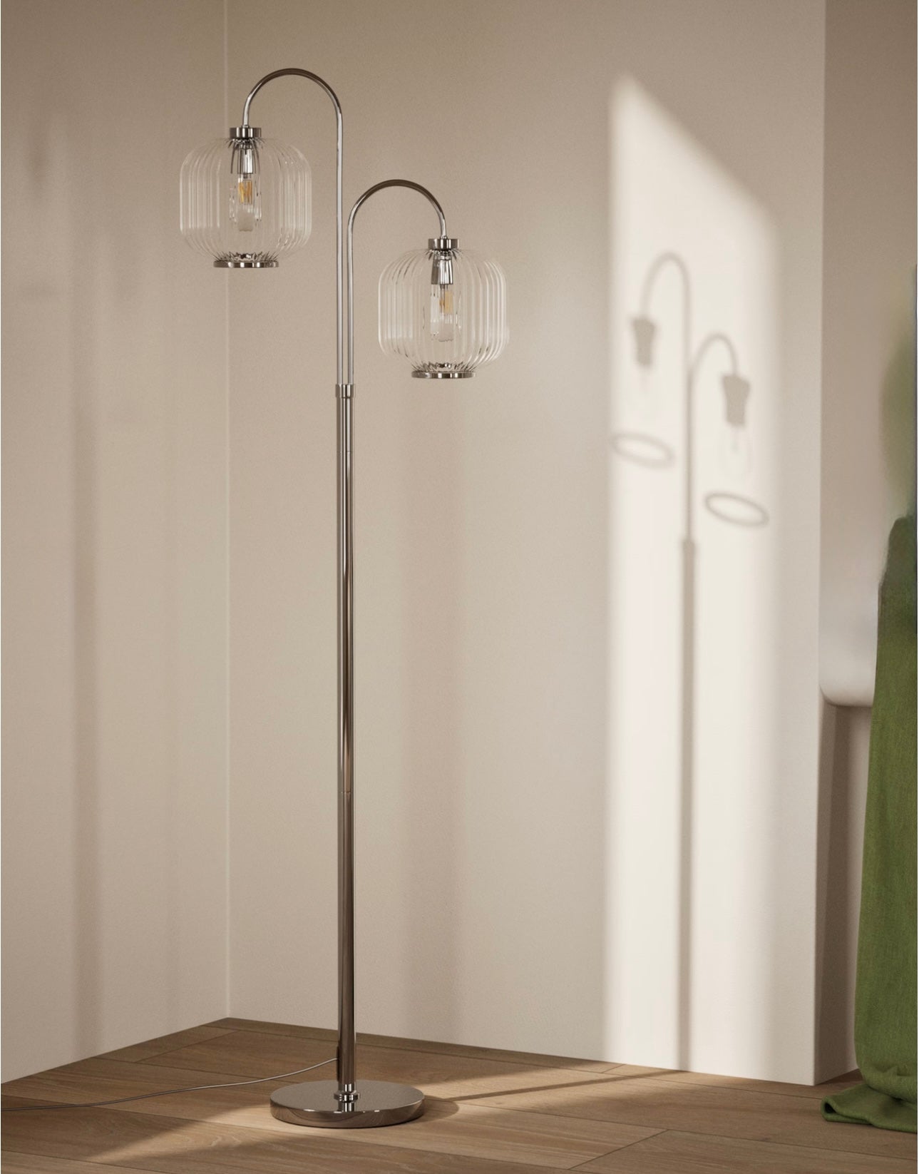 Amelia Ridged Floor Lamp  - Polished Chrome