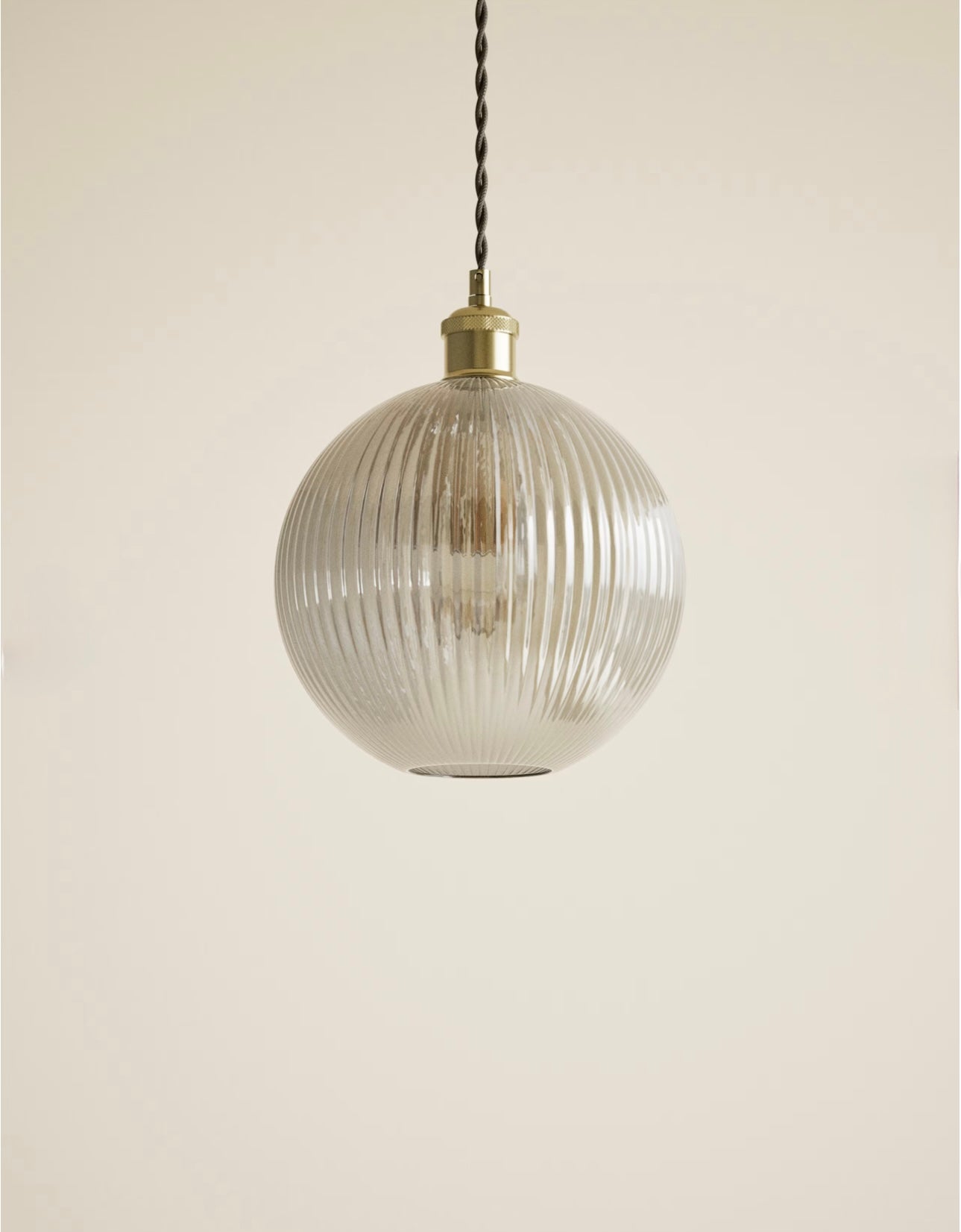 Ridged Glass Ceiling Lamp Shade - Champagne