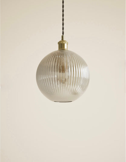 Ridged Glass Ceiling Lamp Shade - Champagne
