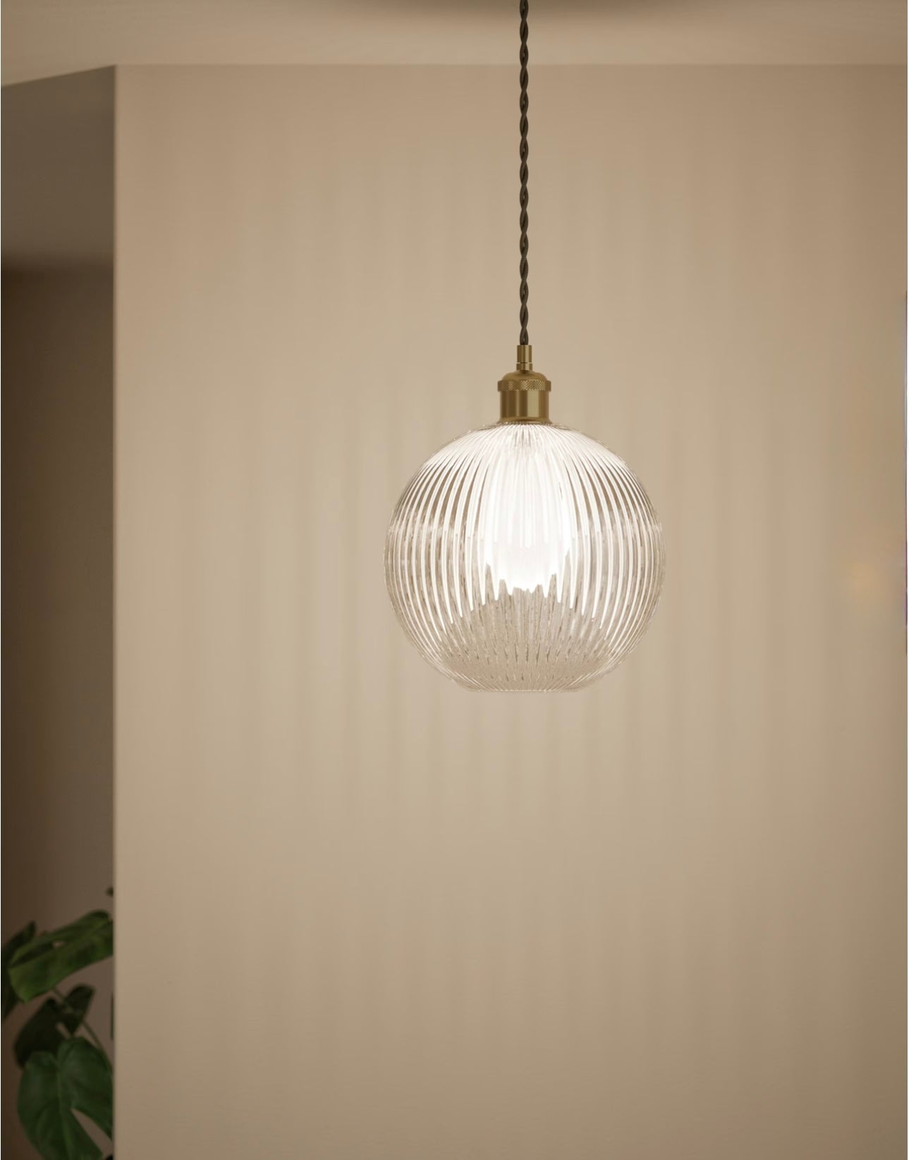 Ridged Glass Ceiling Lamp Shade - Champagne
