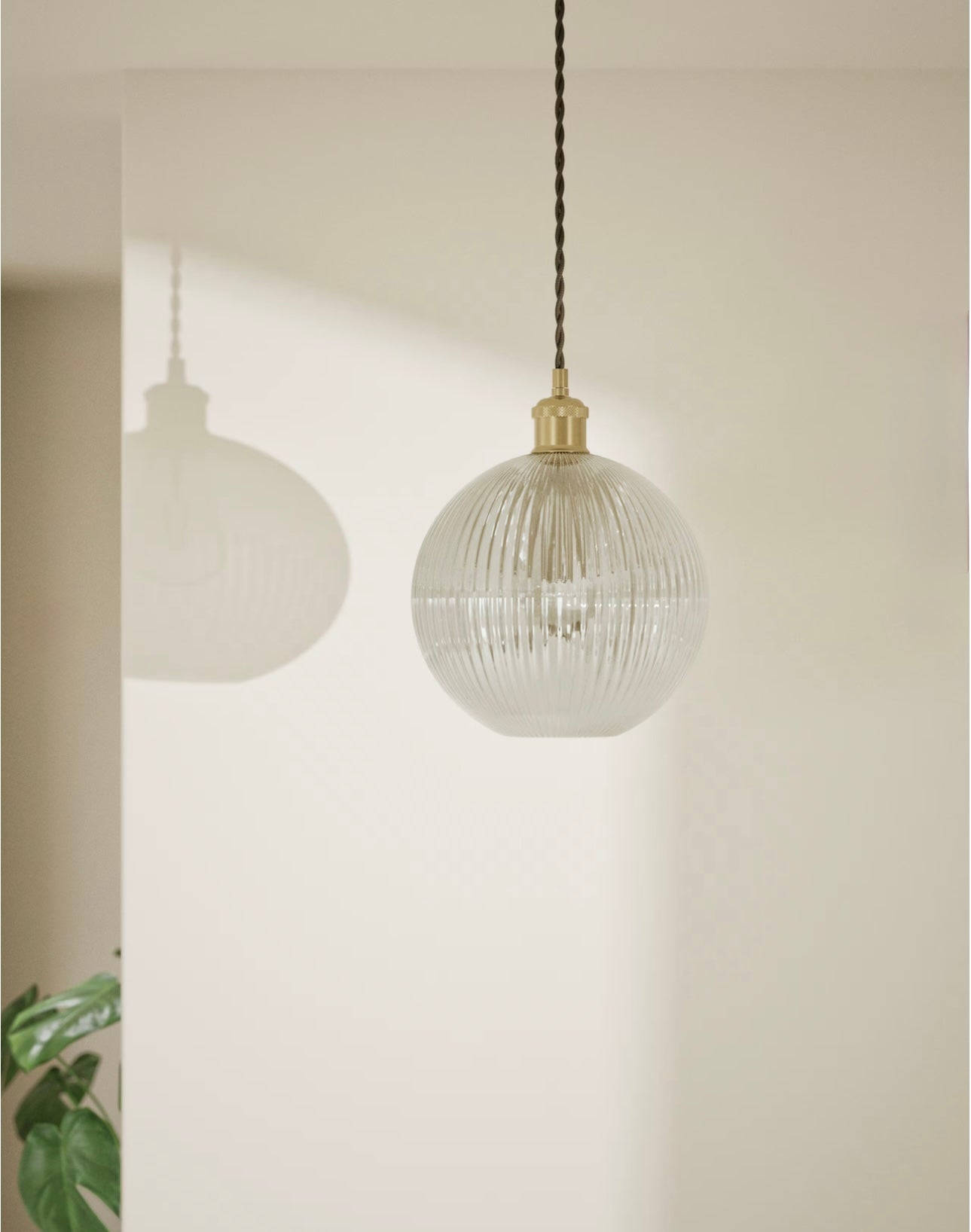 Ridged Glass Ceiling Lamp Shade - Champagne