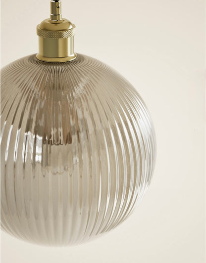 Ridged Glass Ceiling Lamp Shade - Champagne