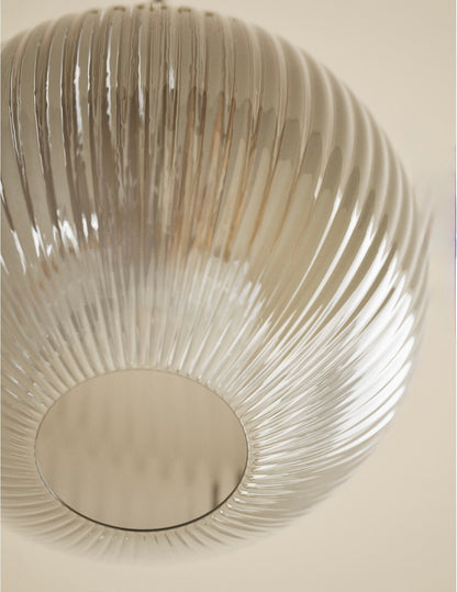 Ridged Glass Ceiling Lamp Shade - Champagne