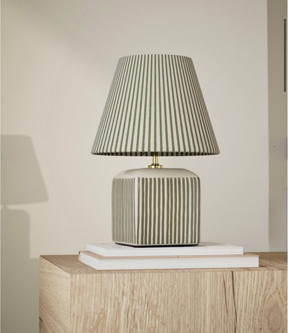 Joshua Ceramic Striped Rechargeable Table Lamp| Navy & White