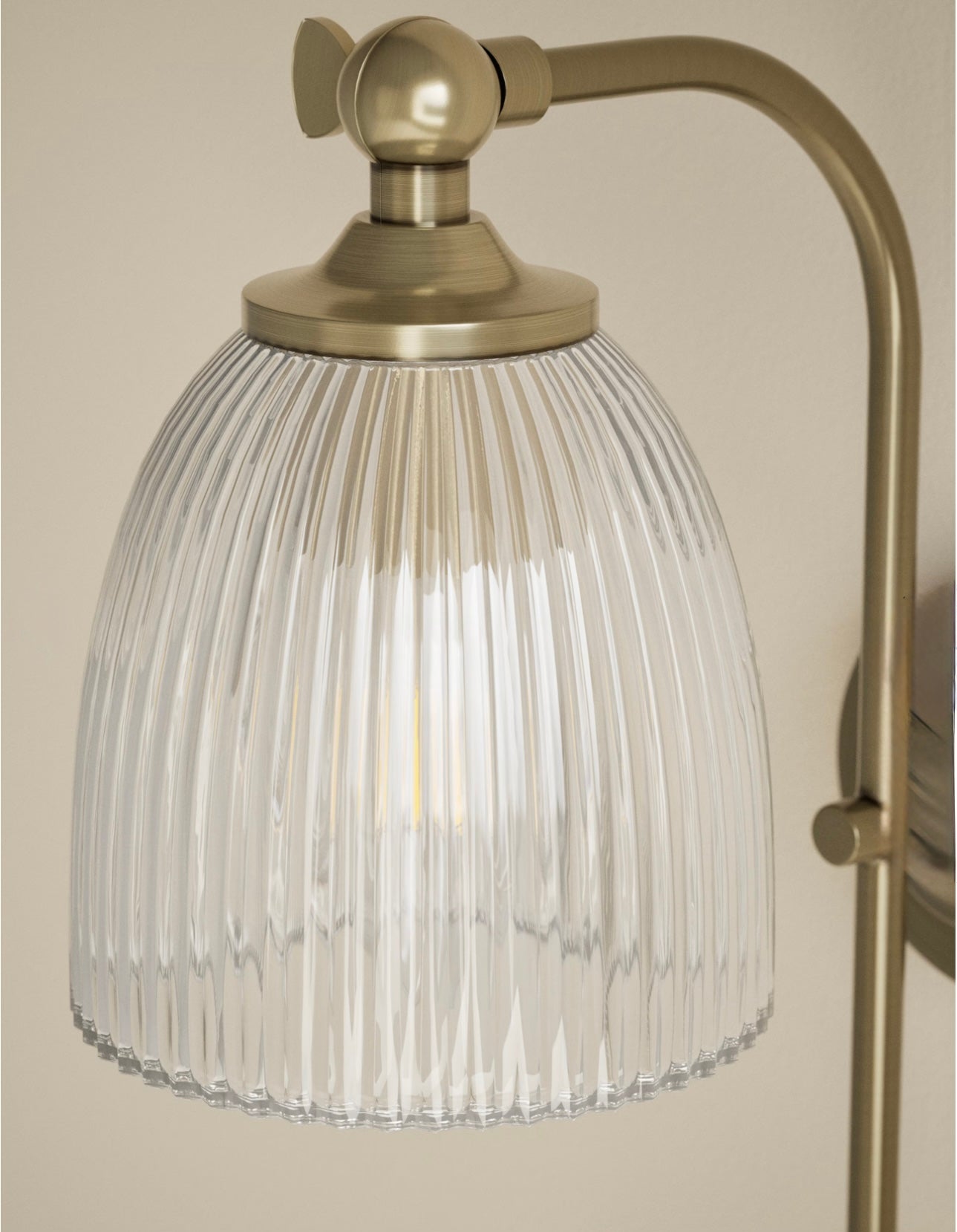 Ribbed Plug In Wall Light - Antique Brass
