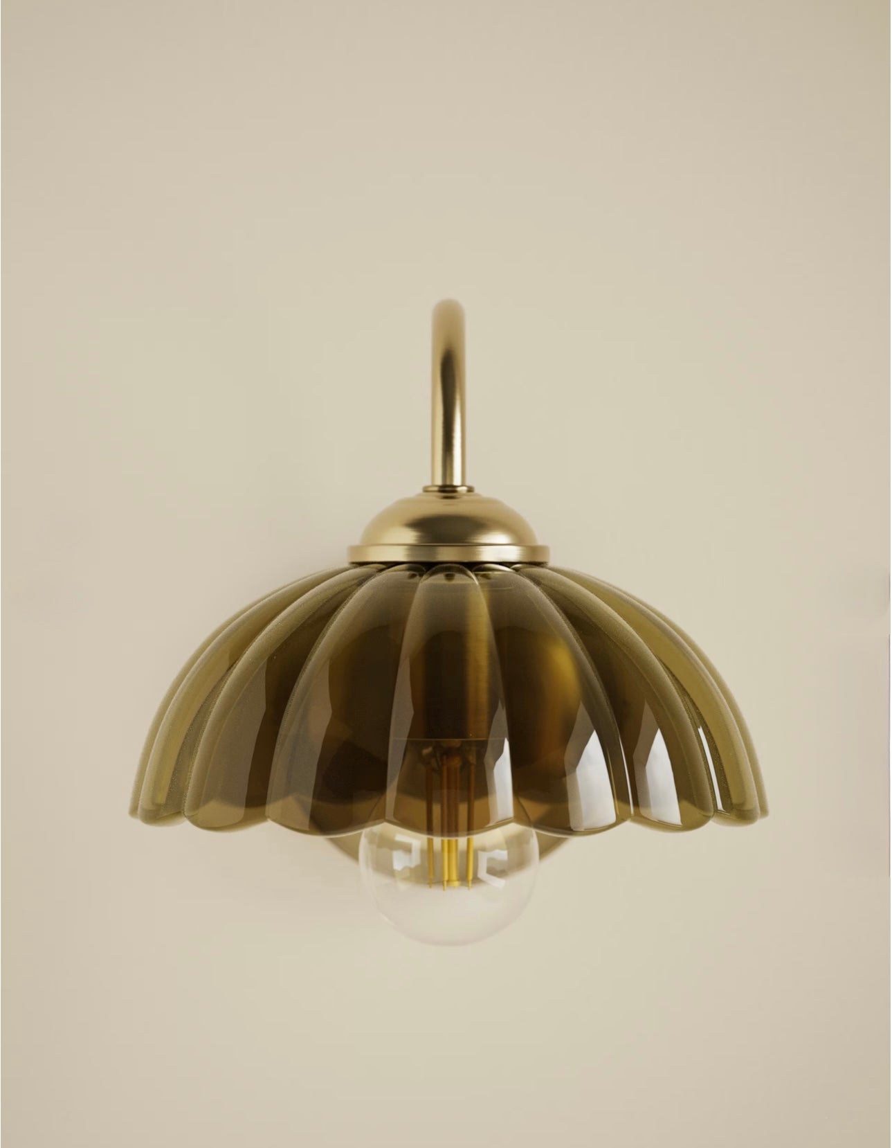 Glass Scallop Wall Light - Green