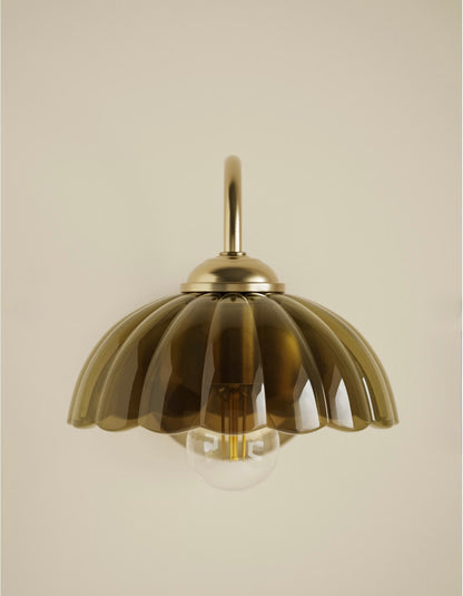 Glass Scallop Wall Light - Green