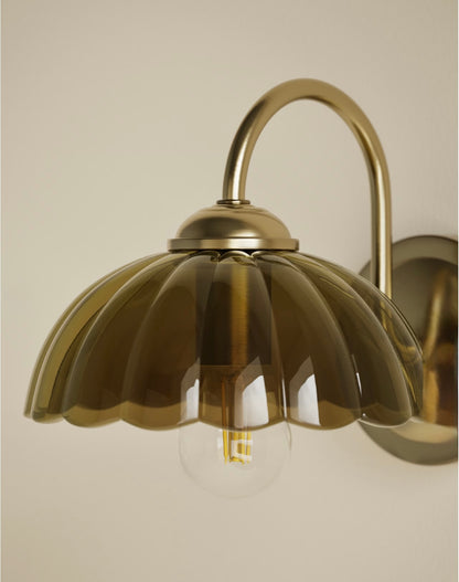 Glass Scallop Wall Light - Green