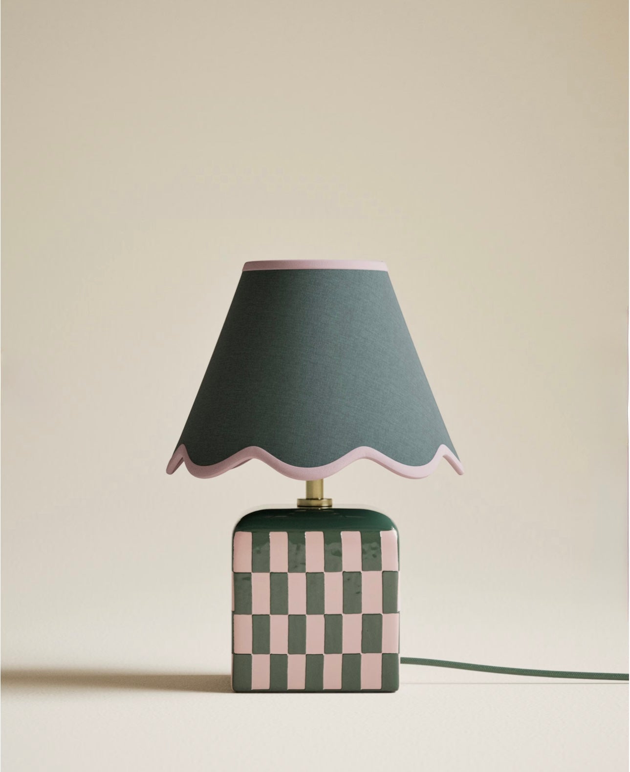 Checkerboard Table Lamp - Multi Coloured| Pink & Green
