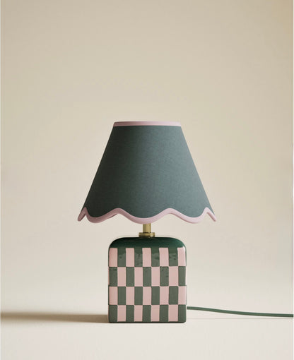 Checkerboard Table Lamp - Multi Coloured| Pink & Green