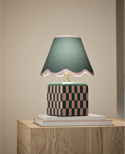 Checkerboard Table Lamp - Multi Coloured| Pink & Green