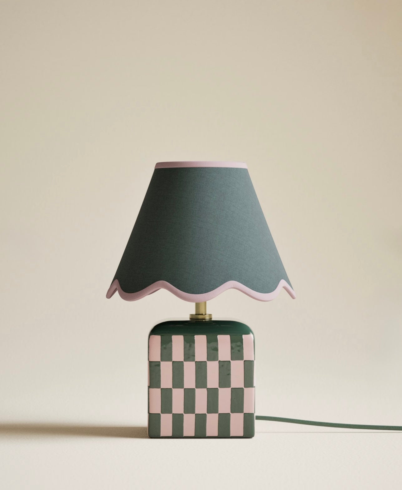 Checkerboard Table Lamp - Multi Coloured| Pink & Green