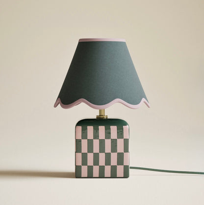 Checkerboard Table Lamp - Multi Coloured| Pink & Green