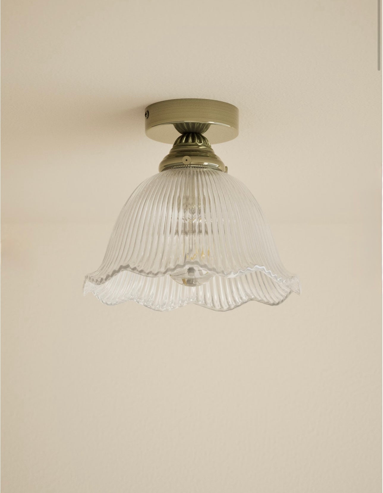 Josephine Glass Flush Ceiling Light - Antique Brass