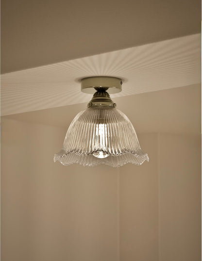 Josephine Glass Flush Ceiling Light - Antique Brass