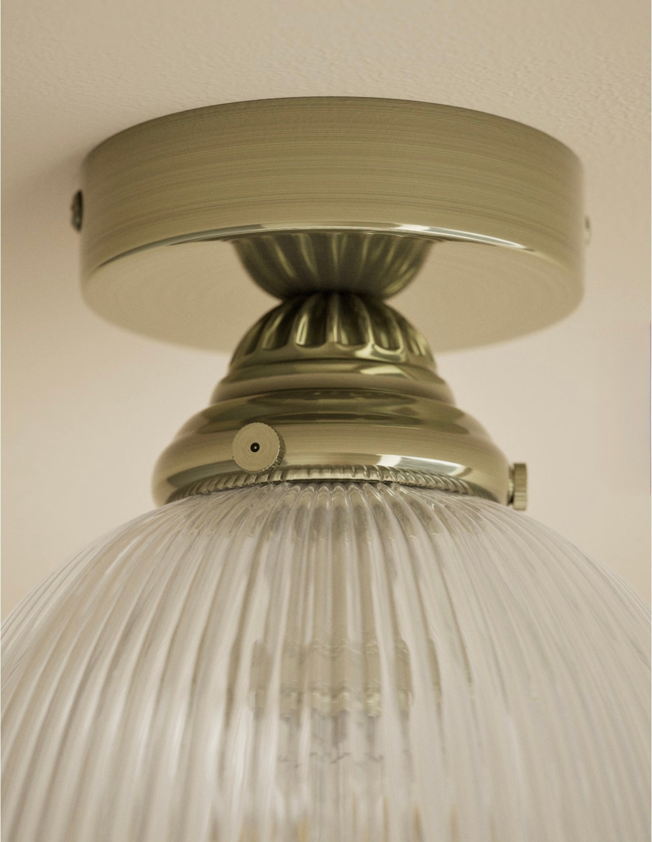 Josephine Glass Flush Ceiling Light - Antique Brass