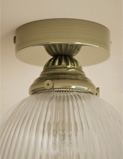 Josephine Glass Flush Ceiling Light - Antique Brass