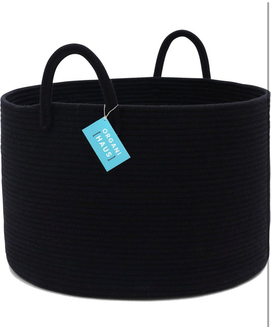 Organi Haus Large Cotton Rope Basket - Full Black