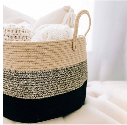 Organi Haus Rope Basket - Three Tone Brown