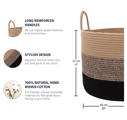 Organi Haus Rope Basket - Three Tone Brown