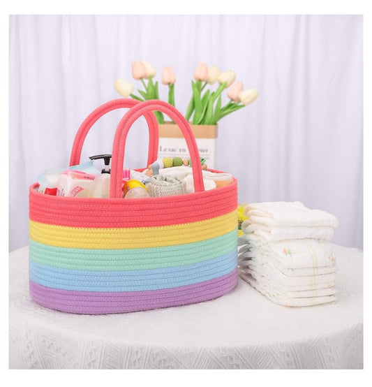 Organi Haus Rainbow and Light Rainbow Nappy Caddy Organiser Nursery Basket