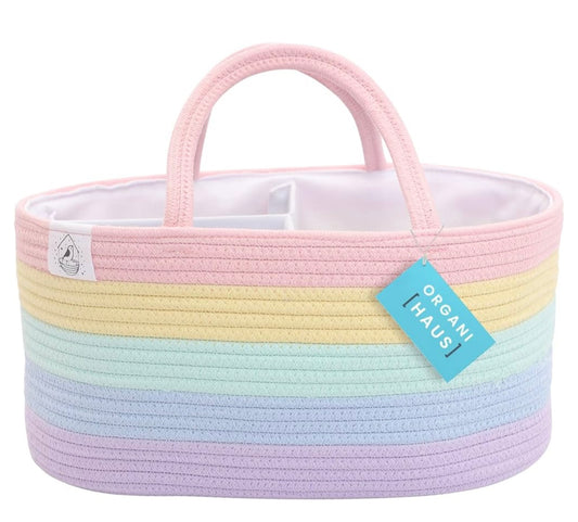 Organi Haus Rainbow Light Nappy Caddy Organiser Nursery Basket
