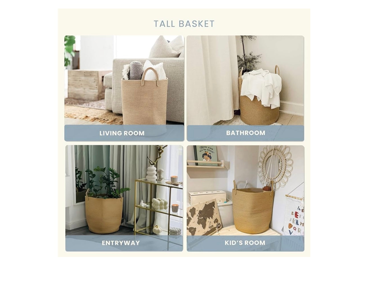 Organi Haus Tall XXL Cotton Woven Basket - Full Honey