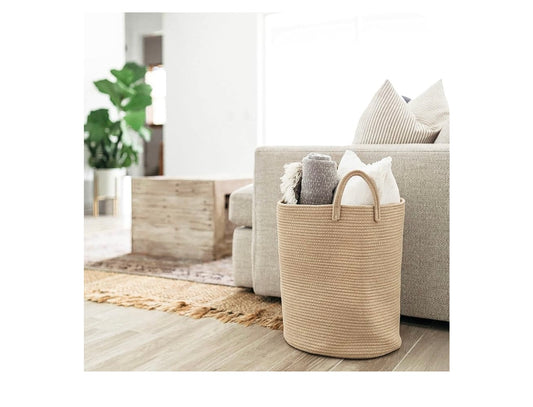 Organi Haus Tall XXL Cotton Woven Basket - Full Honey