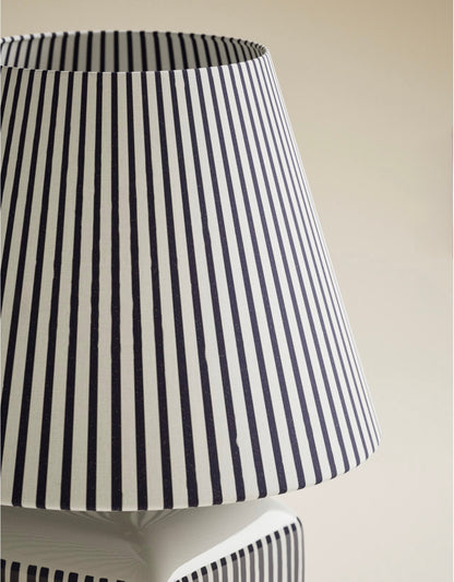 Joshua Ceramic Striped Rechargeable Table Lamp| Navy & White