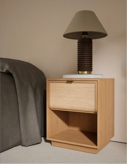 Woven Front Bedside Table - Walnut
