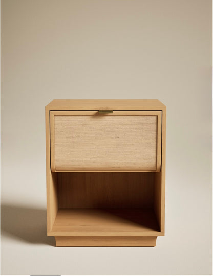 Woven Front Bedside Table - Walnut