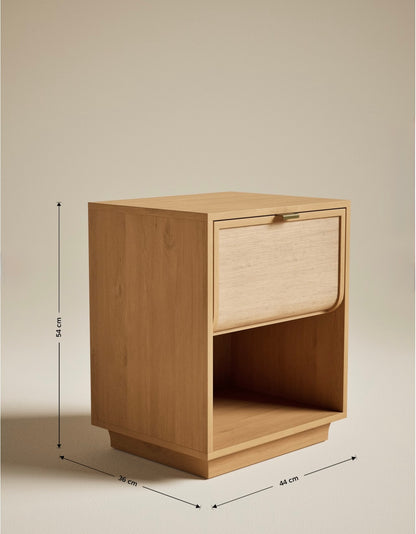Woven Front Bedside Table - Walnut