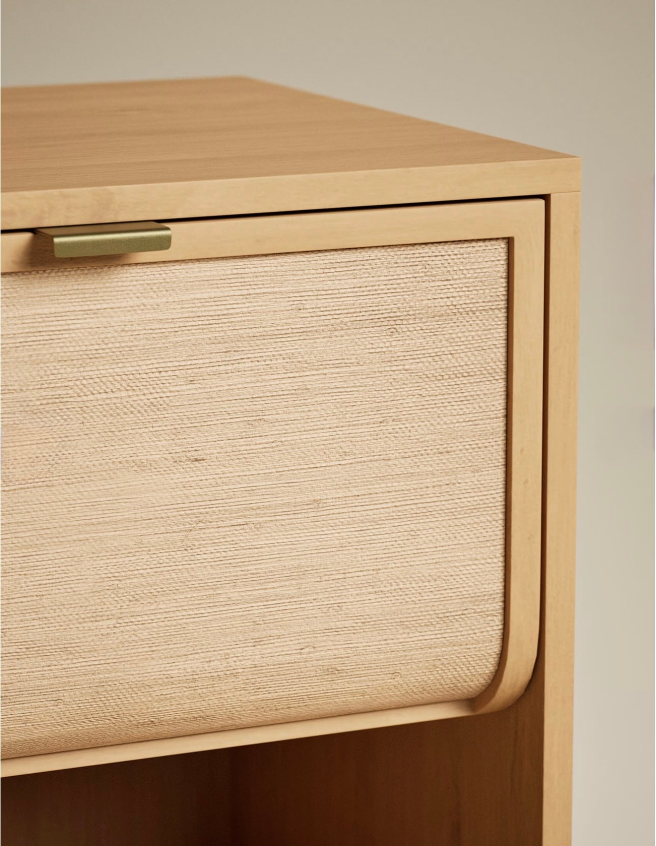 Woven Front Bedside Table - Walnut