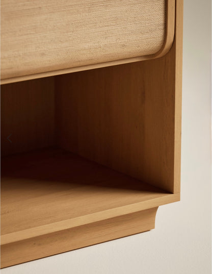 Woven Front Bedside Table - Walnut