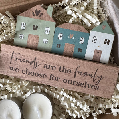 Friendship Gift Box| Wooden Plaque & Tealight Set for Best Friend