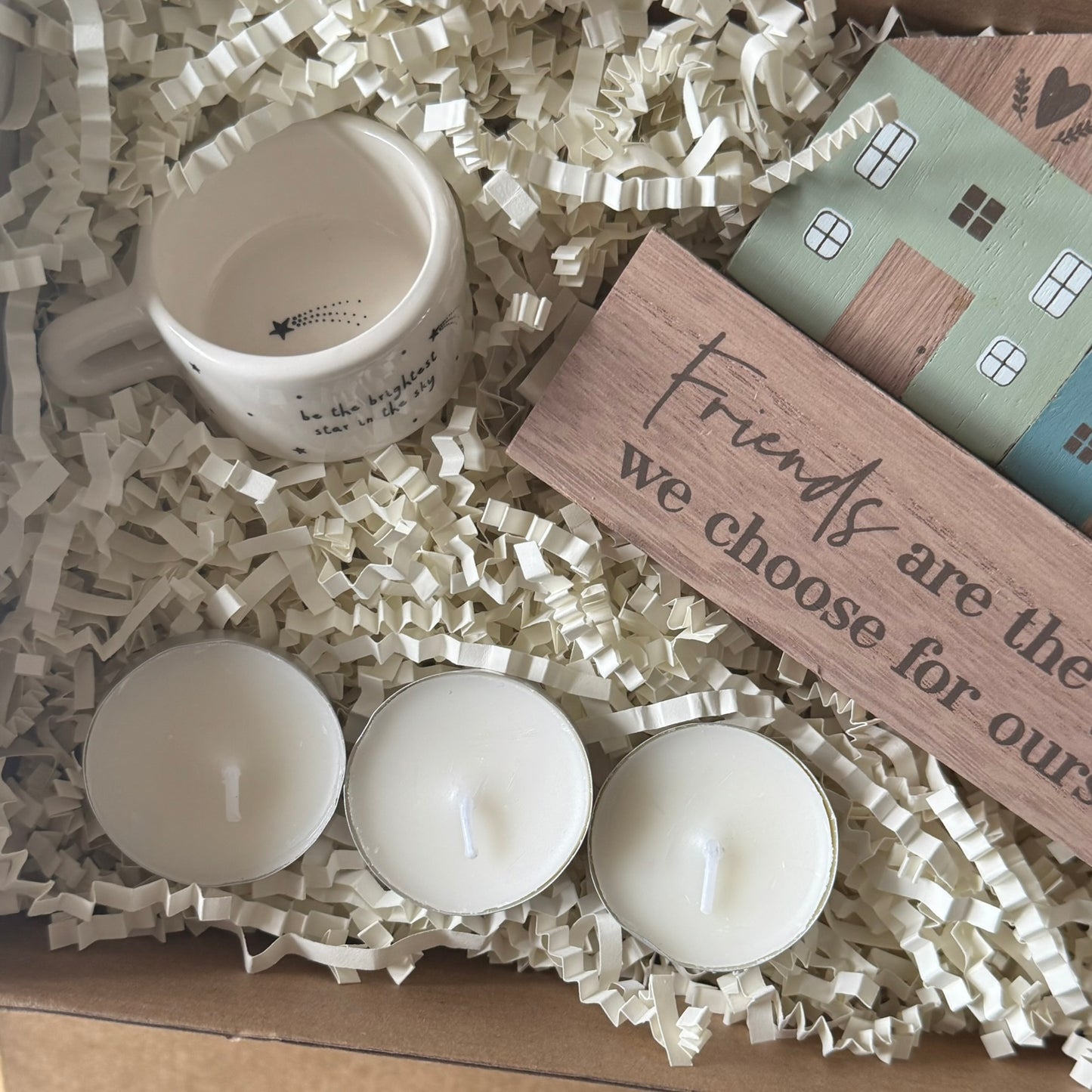 Friendship Gift Box| Wooden Plaque & Tealight Set for Best Friend